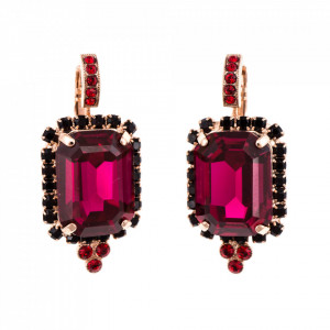 Cercei placati cu Aur roz de 24K, cu cristale Swarovski, Lady In Red | 1411/1-1070RG6-Rosu-5545