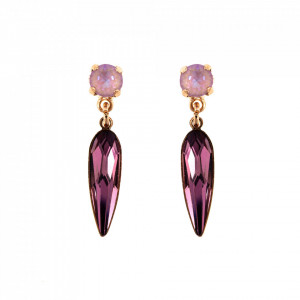 Cercei placati cu Aur roz de 24K, cu cristale Swarovski, Lavender | 1030/20-1910RG2-Mov-1355