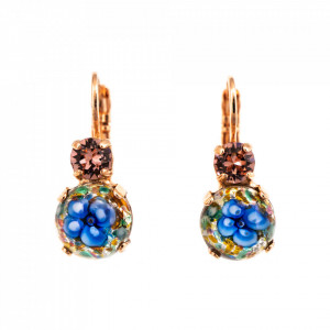 Cercei placati cu Aur roz de 24K, cu cristale Swarovski, Spring Flowers | 1062-202AB3RG6-Albastru-1955
