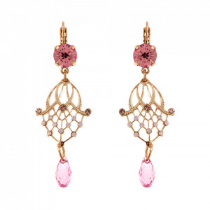 Cercei placati cu Aur roz de 24K, cu cristale Swarovski, Antigua | 1213-223-1RG6-Roz-5535