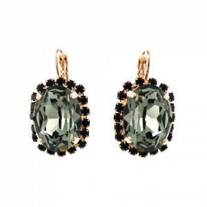 Cercei placati cu Aur roz de 24K, cu cristale Swarovski, Black Diamond | 1090/1-1073RG6-Multicolor-1805