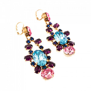 Cercei placati cu Aur roz de 24K, cu cristale Swarovski, Cotton Candy - The Sweet Life | 1413/2-144RG6-Multicolor-5945