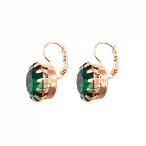 Cercei placati cu Aur roz de 24K, cu cristale Swarovski, Emerald | 1133/1-205RG6-Verde-2225