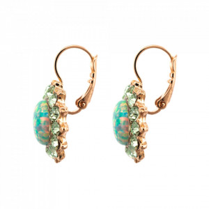 Cercei placati cu Aur roz de 24K, cu cristale Swarovski, Fern | 1317SO-M2143RG6-Verde-5935