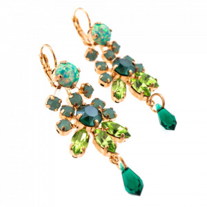 Cercei placati cu Aur roz de 24K, cu cristale Swarovski, Fern | 1529SO-M2143RG6