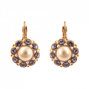 Cercei placati cu Aur roz de 24K, cu cristale Swarovski, Romance | 1417-139-10RG6-Multicolor-5645