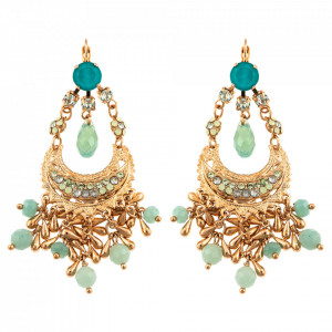 Cercei placati cu Aur roz de 24K, cu cristale Swarovski, Sapphire Sky | 1043-M1065RG6-Turquoise-9195
