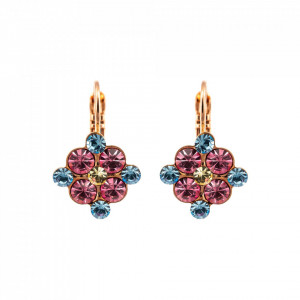 Cercei placati cu Aur roz de 24K, cu cristale Swarovski, Spring Flowers | 1164/1-2141RG6-Multicolor-5365