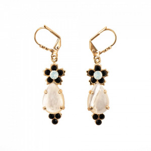 Cercei placati cu Aur roz de 24K, cu cristale Swarovski, St. Martin - Caribbean Life | 1050-M87-3RG1-Multicolor-1795
