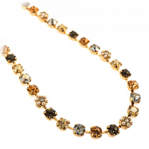 Colier placat cu Aur roz de 24K, cu cristale Swarovski, Earl Grey | 3008/1-1132RG-Gri/Bej-9115