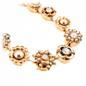 Colier placat cu Aur roz de 24K, cu cristale Swarovski, Seashell | 3123-M1201RG-Alb-6495