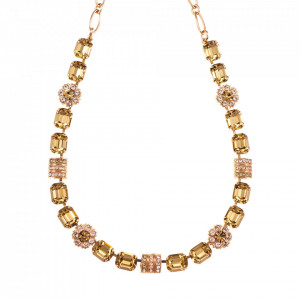 Colier placat cu Aur roz de 24K, cu cristale Swarovski, Jackie | 3099-39132RG-Bej-6315