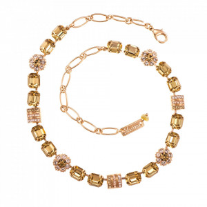 Colier placat cu Aur roz de 24K, cu cristale Swarovski, Jackie | 3099-39132RG-Bej-6735