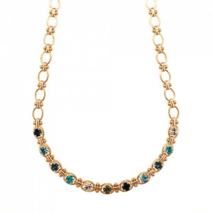 Colier placat cu Aur roz de 24K, cu cristale Swarovski, Nightfall | 3410/1-1114RG-Albastru-6225