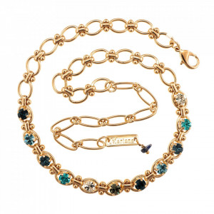 Colier placat cu Aur roz de 24K, cu cristale Swarovski, Nightfall | 3410/1-1114RG-Albastru-6695