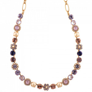 Colier placat cu Aur roz de 24K, cu cristale Swarovski, Romance | 3173/4-139-10RG-Multicolor-6125