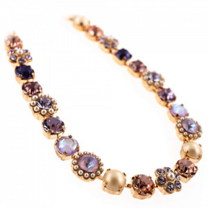 Colier placat cu Aur roz de 24K, cu cristale Swarovski, Romance | 3173/4-139-10RG-Multicolor-6545