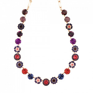 Colier placat cu Aur roz de 24K, cu cristale Swarovski, Xenia - Odyssey | 3045/2-1091RG-Multicolor-6285