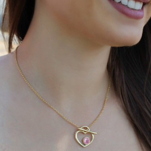 Colier placat cu aur - Wellness in my Heart si piatra semipretioasa Ametist-Mov-8535