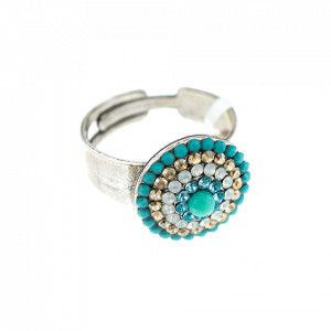 Inel placat cu Argint 925, cu cristale Swarovski, Sapphire Sky | 7193-807SP-Multicolor-7745