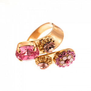Inel placat cu Aur roz de 24K, cu cristale Swarovski, Antigua | 7416-223-1RG-Roz-7975