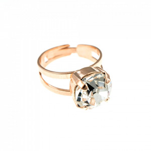 Inel placat cu Aur roz de 24K, cu cristale Swarovski, April Lucky Birthstone | 7048-001RG-Transparent-7465