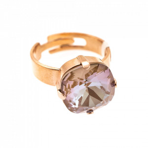 Inel placat cu Aur roz de 24K, cu cristale Swarovski, Cappuccino DeLite | 7326/4-148RG-Multicolor-7545