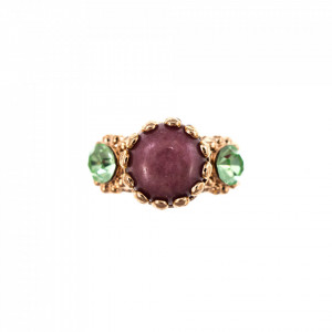 Inel placat cu Aur roz de 24K, cu cristale Swarovski, Flower Power | 7012-M803RG-Multicolor-7425