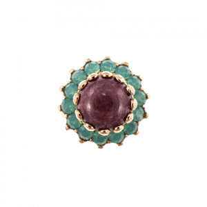 Inel placat cu Aur roz de 24K, cu cristale Swarovski, Flower Power | 7163-M803RG-Multicolor-8375