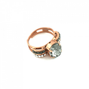 Inel placat cu Aur roz de 24K, cu cristale Swarovski, Black Diamond | 7123-747RG-Multicolor-7655