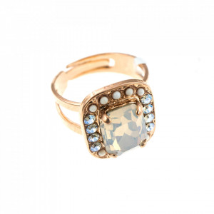 Inel placat cu Aur roz de 24K, cu cristale Swarovski, Forever | 7040/1-5087RG-Alb-7455
