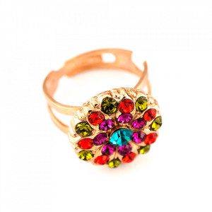 Inel placat cu Aur roz de 24K, cu cristale Swarovski, Guardian Angel | 7217-1311RG-Multicolor-7805
