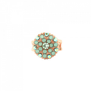 Inel placat cu Aur roz de 24K, cu cristale Swarovski, Guardian Angel | 7217-390RG-Verde-7875