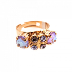 Inel placat cu Aur roz de 24K, cu cristale Swarovski, Lavender | 7535-1910RG-Multicolor-7665