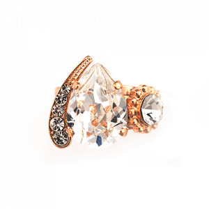 Inel placat cu Aur roz de 24K, cu cristale Swarovski, On a Clear Day | 72009-001001RG-Transparent-8395