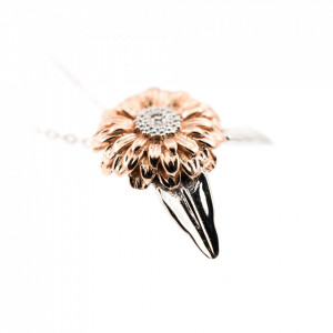 Pandantiv cu lant Argint 925 Rose Gold Blossom Cherry Flower-Multicolor-615