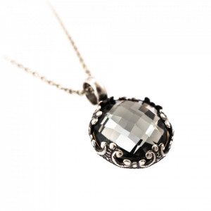 Pandantiv cu lant placat cu Argint 925, cu cristale Swarovski, Black Diamond | 5323/2-215ASP-Gri-7355