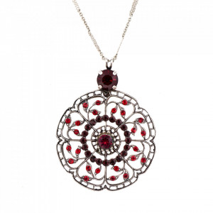 Pandantiv cu lant placat cu Argint 925, cu cristale Swarovski, Lady In Red | 5210-1070SP-Rosu-6775