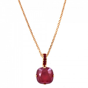 Pandantiv cu lant placat cu Aur roz de 24K, cu cristale Swarovski, Lady In Red | 5326/2-127250RG-Rosu-6905