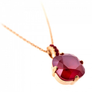 Pandantiv cu lant placat cu Aur roz de 24K, cu cristale Swarovski, Lady In Red | 5326/2-127250RG-Rosu-7365