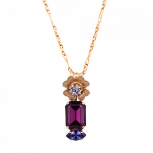 Pandantiv cu lant placat cu Aur roz de 24K, cu cristale originale, Purple Rain | 5099/1-1062RG