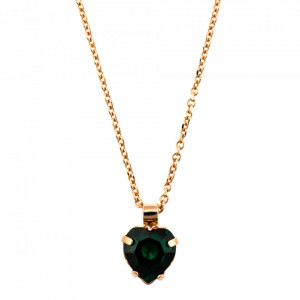 Pandantiv cu lant placat cu Aur roz de 24K, cu cristale Swarovski, Emerald | 5100/3-205RG-Verde-6435