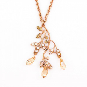 Pandantiv cu lant placat cu Aur roz de 24K, cu cristale originale, Jackie | 5155-39132RG