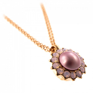 Pandantiv cu lant placat cu Aur roz de 24K, cu cristale Swarovski, Antigua | 5034/1-395121RG-Roz-6815