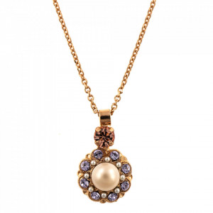 Pandantiv cu lant placat cu Aur roz de 24K, cu cristale Swarovski, Romance | 5417-139-10RG-Multicolor-6935