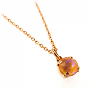 Pandantiv cu lant placat cu Aur roz de 24K, cu cristale Swarovski, Gardenia | 5440-140RG-Portocaliu-8915