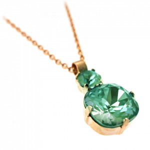 Pandantiv cu lant placat cu Aur roz de 24K, cu cristale Swarovski, Silky Sage DeLite | 5326/30-169169RG-Verde-7375
