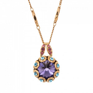 Pandantiv cu lant placat cu Aur roz de 24K, cu cristale Swarovski, Cotton Candy - The Sweet Life | 5070-144RG-Multicolor-6385