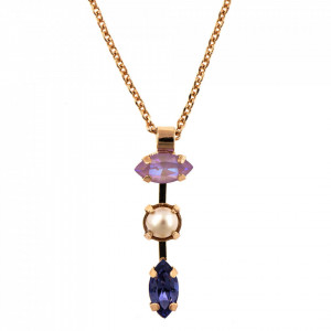 Pandantiv cu lant placat cu Aur roz de 24K, cu cristale Swarovski, Romance | 5105-139-10RG-Mov-6445