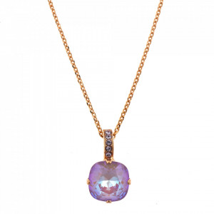 Pandantiv cu lant placat cu Aur roz de 24K, cu cristale Swarovski, Lavender | 5326/2-371144RG-Roz-6915